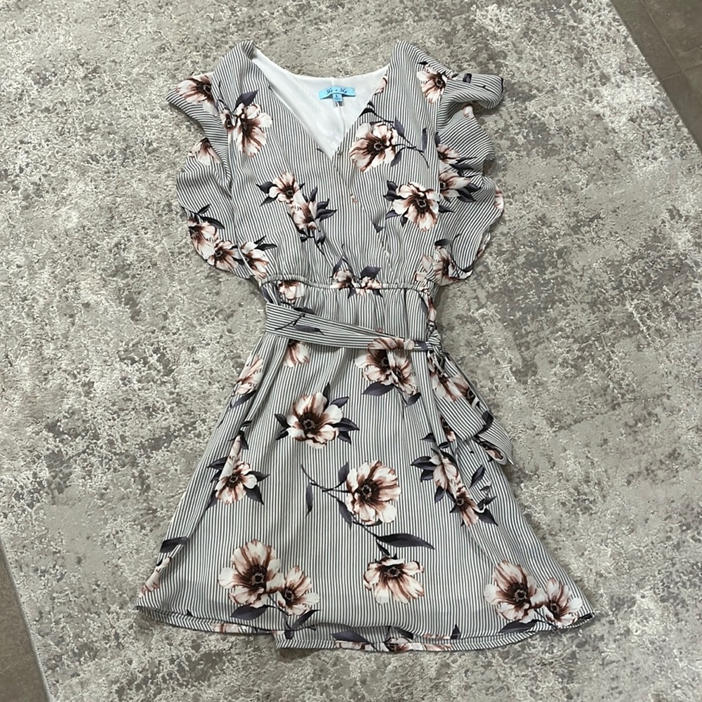 She and Sky Floral Sun Dress L